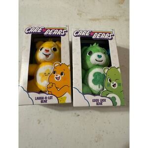 2 LOT NEW Care Bears Mini Micro 3" Inch Plush Good Luck, Laugh